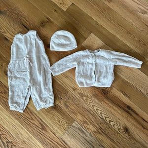 Barefoot Dreams Cozy Chic Ultra Lite Leaf baby outfit,  3 to 6 months